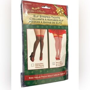 Red & White Thigh High Striped Tights Adult One Size Holiday Sexy Mrs. Clause
